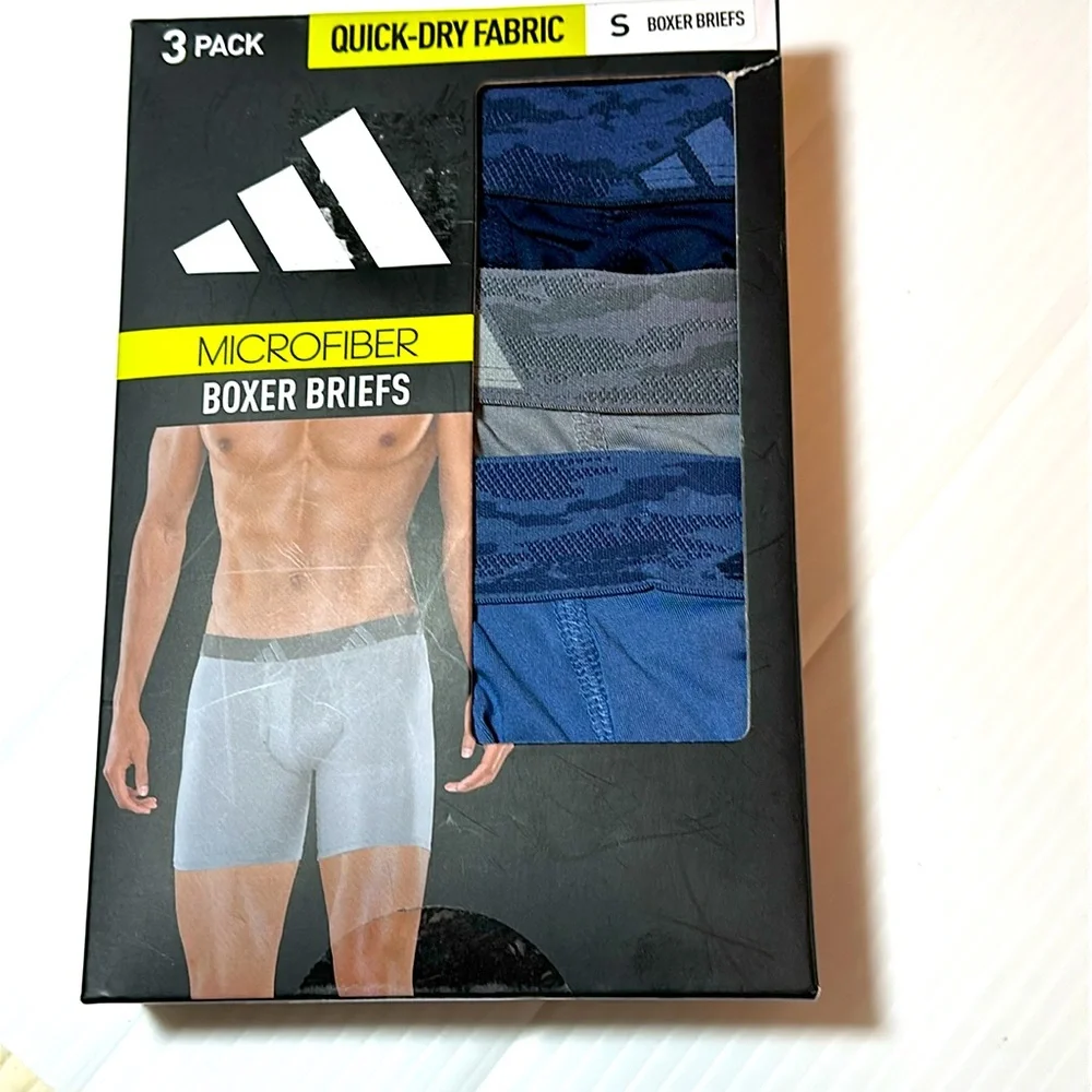adidas 3-PK Microfiber Comfort Fit Boxer Briefs SM NWT